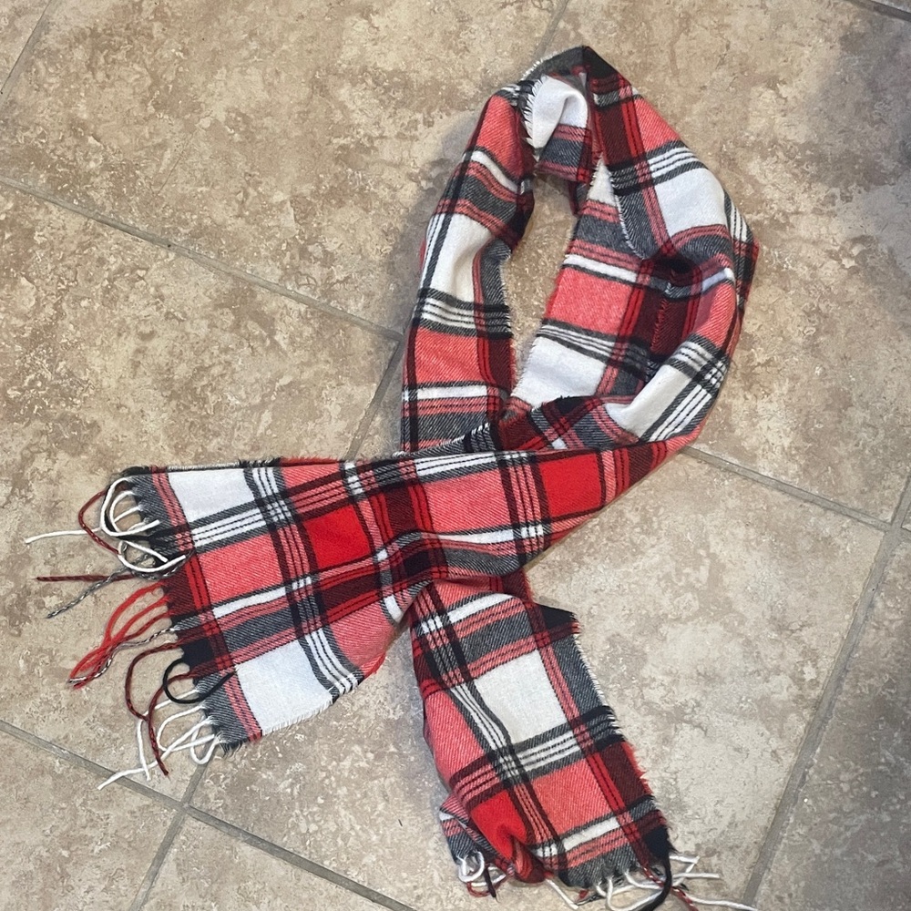 Red and White Plaid Scarf
